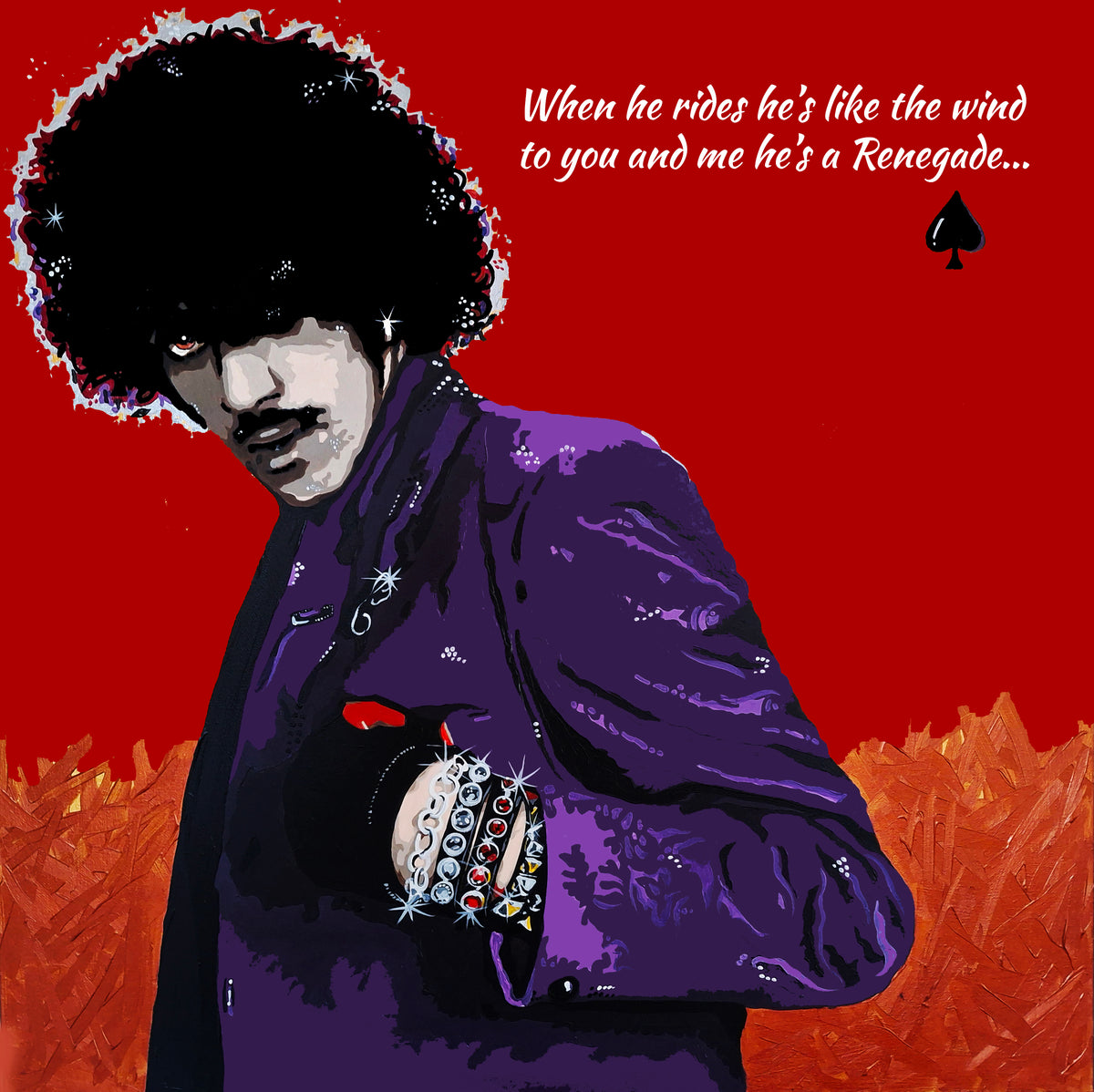 PHILIP LYNOTT Thin Lizzy 'Renegade'  16" x 16" Lyric Art Print